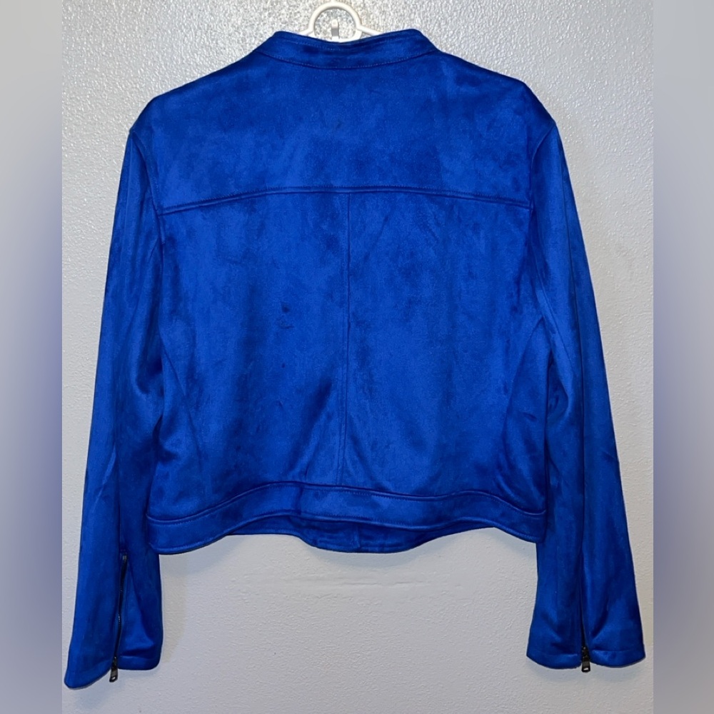 Banana Republic Blue Faux Suede Moto Jacket - Picture 3 of 9